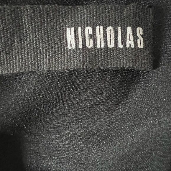 Midi Eyelet cutout perforated sheath black cocktail dress Nicholas LBD party - Picture 3 of 16